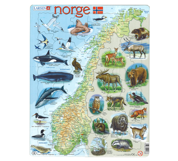 Puslespill Norgeskart Med Dyr 62 Brikker Br drene Flaar nning puslespill-norgeskart-med-dyr-62-brikker-br-drene-flaar-nning