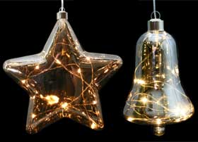 Julepynt av glass med LED-lys